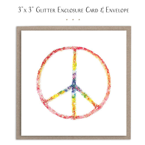 Card: 3x3 : Rainbow Peace Sign (glitter) Mini Card