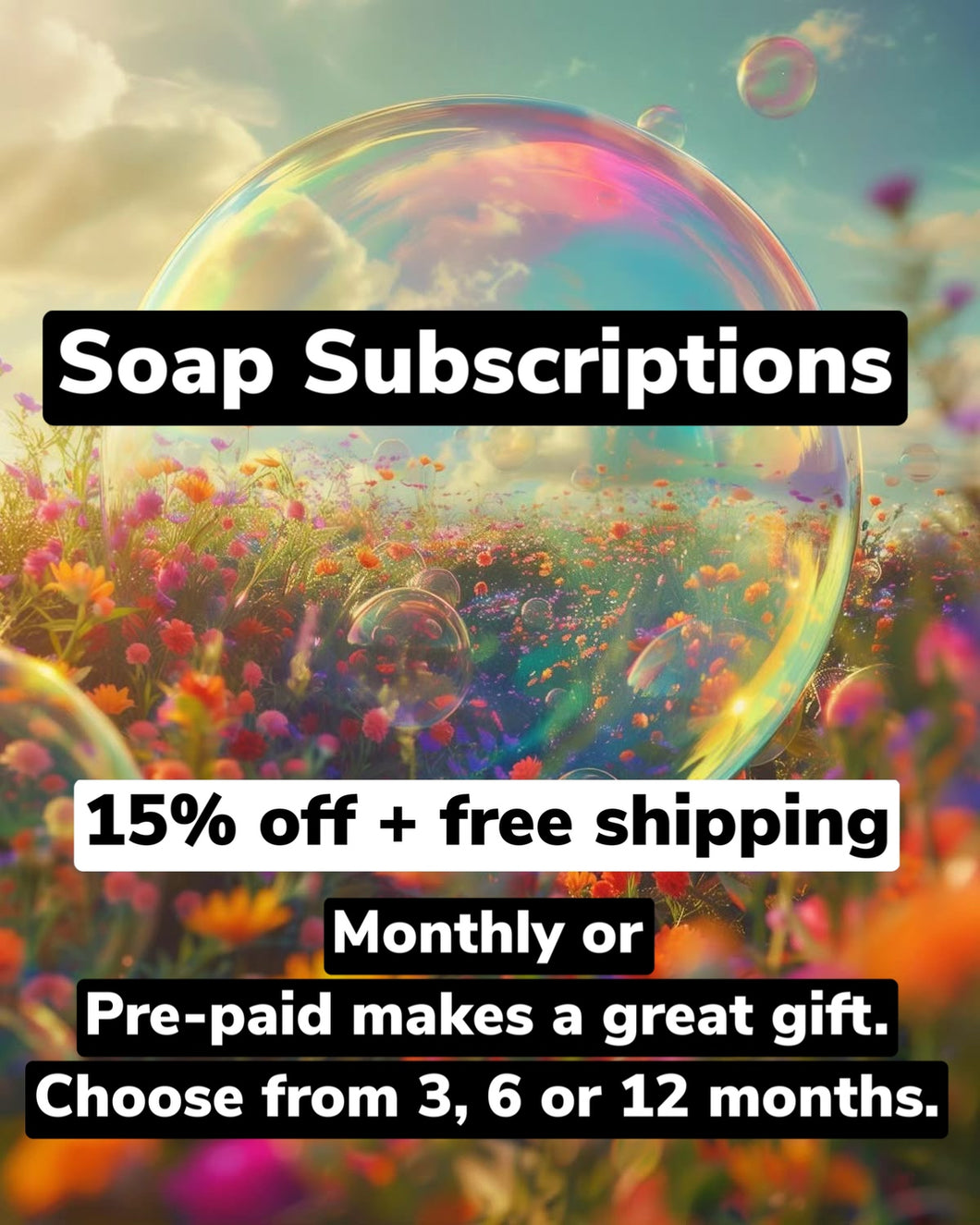SOAP SUBSCRIPTION - 2 bars monthly OR PRE-PAID 3, 6 or 12 month - You choose scent. 15% OFF + FREE SHIPPING