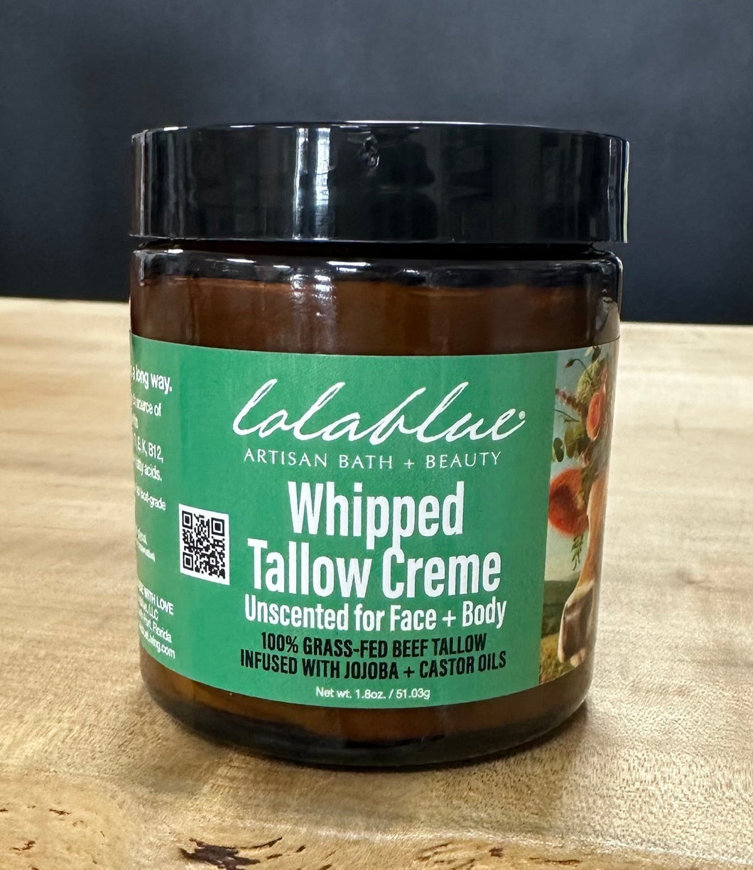 Intro-special price!Lolablue Whipped Tallow Creme - UNSCENTED 1.8oz (Glass jar)