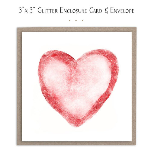 Card: 3x3 : Rustic Red Heart. (glitter) Mini card