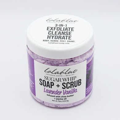 10oz Lavender Vanilla: Sugar Whip: SOAP + SCRUB (3-in-1)