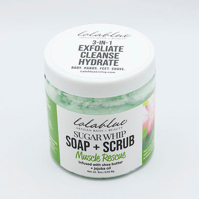 10oz Muscle Rescue: Sugar Whip: SOAP + SCRUB (3-in-1)
