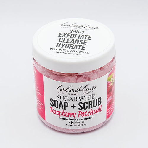 Spring special! 10oz Raspberry Patchouli: Sugar Whip: SOAP + SCRUB (3-in-1)