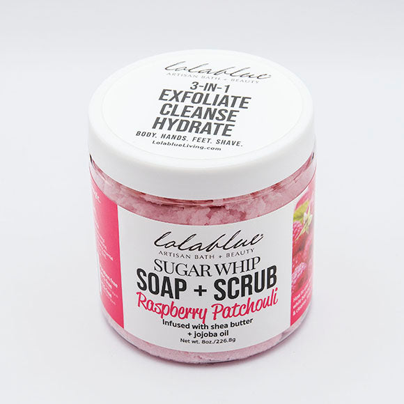 10oz Raspberry Patchouli: Sugar Whip: SOAP + SCRUB (3-in-1)